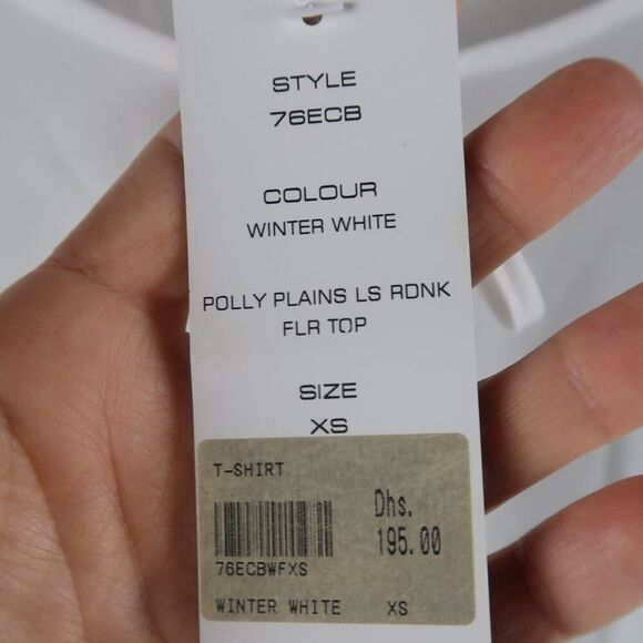 FRENCH CONNECTION WINTER WHITE LONG SLEEVE PEPLUM TOP WITH TIE DETAIL SIZE XS - Picture 4 of 10